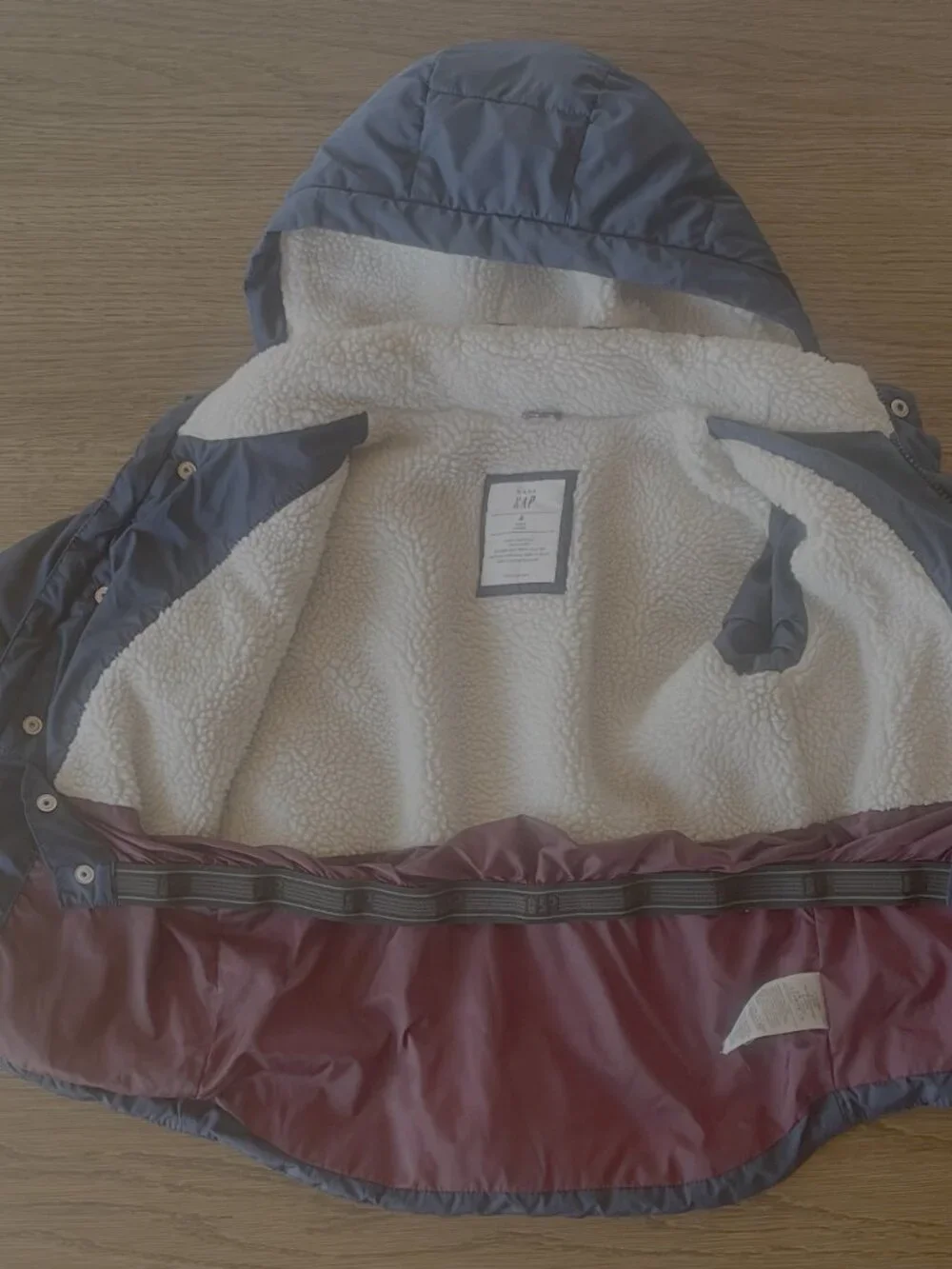 Baby Gap Boys 4T Navy Blue Puffer Winter Coat Sherpa Hood